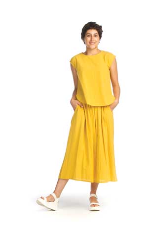 PSS-14203 - SHORT SLEEVE TOP AND SKIRT SET - Colors: ROSE, MUSTARD - Available Sizes:XS-XXL - Catalog Page:90 